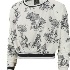 NiKE Women Court Skeleton Toille Crop Top dri-fit mesh tennis shirt, M